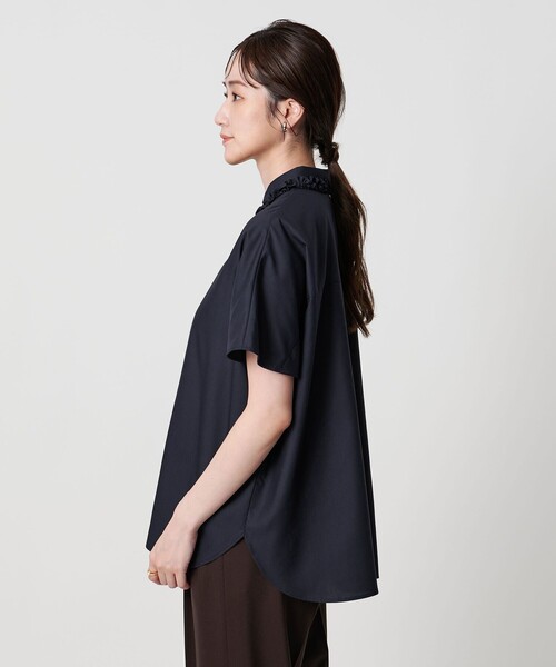 新品 ユナイテッドアローズ ミニフリル シャツ ネイビー 半袖 ミニフリル シャツ（シャツ/ブラウス）｜UNITED ARROWS