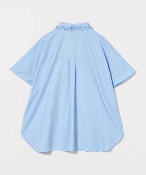 新品 ユナイテッドアローズ ミニフリル シャツ ネイビー 半袖 ミニフリルシャツ‐ウォッシャブル‐ （シャツ・ブラウス）｜UNITED