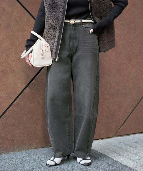 Simplicite（サンプリシテ）の「《追加4》【WEB限定】ウォッシャブル / DU JOUR/デュ ジュール BARREL BAGGY JEAN（デニムパンツ・レディース・ブラック/ブルー・36/38）」の8枚目の写真