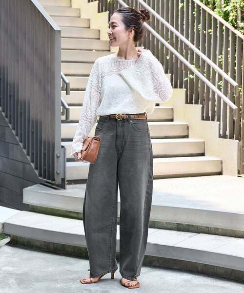 Simplicite（サンプリシテ）の「《追加4》【WEB限定】ウォッシャブル / DU JOUR/デュ ジュール BARREL BAGGY JEAN（デニムパンツ・レディース・ブラック/ブルー・36/38）」の16枚目の写真