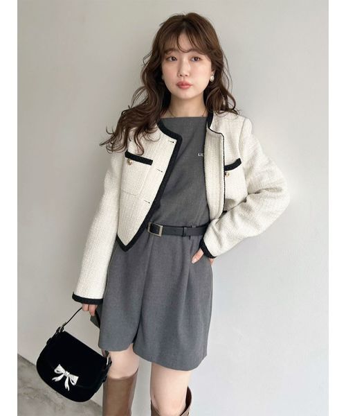 lily brown ベルト付きミニロンパース ベルト付きミニロンパース（つなぎ/オールインワン）｜LILY