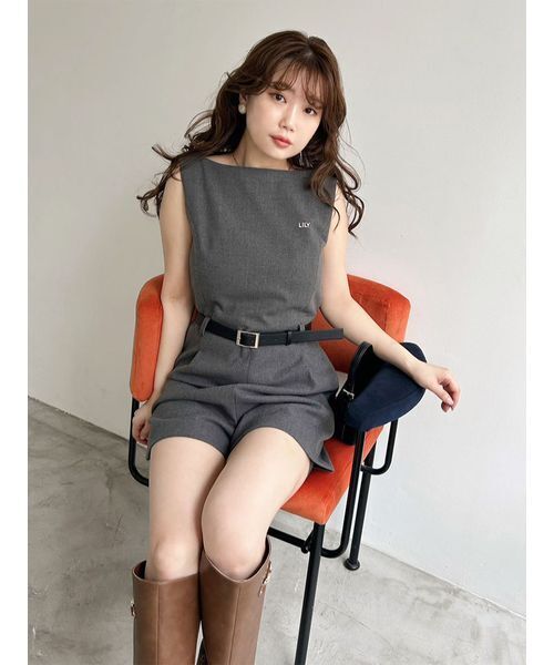 ベルト付きミニロンパース（つなぎ/オールインワン）｜LILY