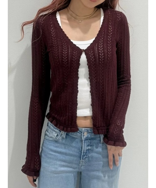 GAP(ギャップ)の「コットン100% ポインテールカーディガン(カーディガン/ボレロ・レディース・ブラック/ワイン・L/M/XL/XS/XXS/S)」の2枚目の写真