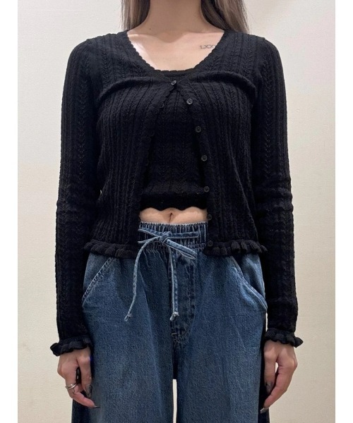 GAP(ギャップ)の「コットン100% ポインテールカーディガン(カーディガン/ボレロ・レディース・ブラック/ワイン・L/M/XL/XS/XXS/S)」の1枚目の写真