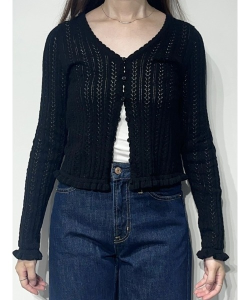 GAP(ギャップ)の「コットン100% ポインテールカーディガン(カーディガン/ボレロ・レディース・ブラック/ワイン・L/M/XL/XS/XXS/S)」の8枚目の写真
