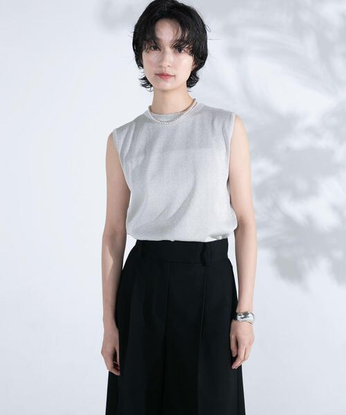 URBAN RESEARCH ROSSO WOMEN(アーバンリサーチ ロッソ)の「ブライトヤーンノースリーブニット(ニット/セーター・レディース・ライトベージュ/グレー・FREE)」の10枚目の写真