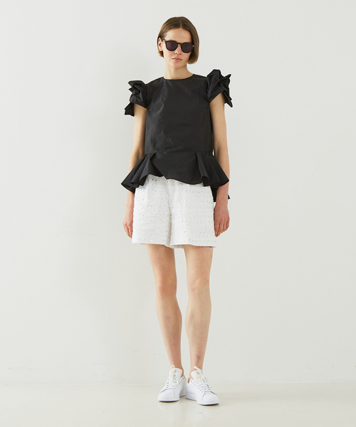 DESIGNWORKS(デザインワークス)の「袖リボンブラウス(シャツ/ブラウス・レディース・グリーン/オフホワイト・38)」の6枚目の写真