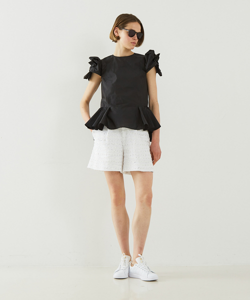 DESIGNWORKS(デザインワークス)の「袖リボンブラウス(シャツ/ブラウス・レディース・グリーン/オフホワイト・38)」の8枚目の写真