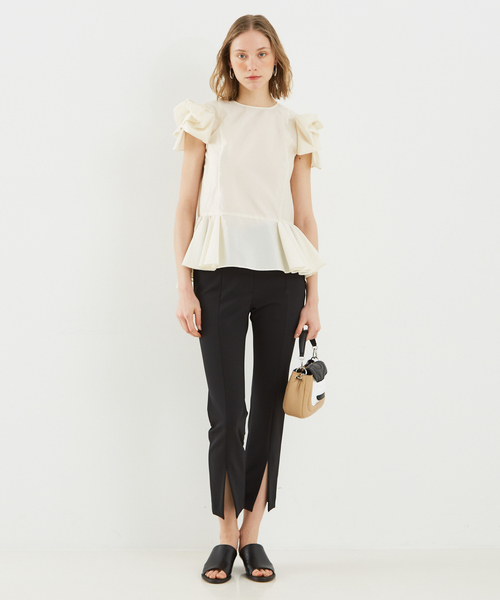 DESIGNWORKS(デザインワークス)の「袖リボンブラウス(シャツ/ブラウス・レディース・グリーン/オフホワイト・38)」の13枚目の写真