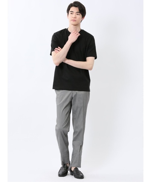 TAKA-Q(タカキュー)の「【綿100% ストレッチ】タカキュー スロープネック半袖Tシャツ(Tシャツ/カットソー・メンズ・ホワイト/ブラック・MEDIUM/LARGE/X-LARGE/S)」の16枚目の写真