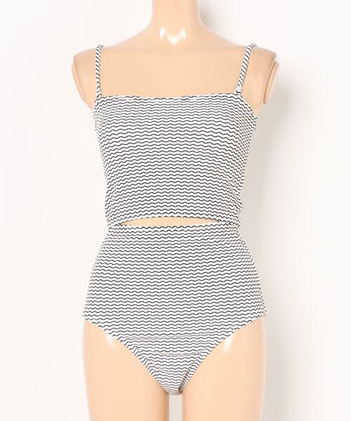 BILLABONG(ビラボン)の「BILLABONG レディース STRIP HIGH WAIST TANKINI 水着 【2025年夏モデル】ビラボンボーダー柄タンキニ(水着)(水着・レディース・レッド系その他/ブラック系その他/ホワイト系その他・LARGE/MEDIUM)」の2枚目の写真