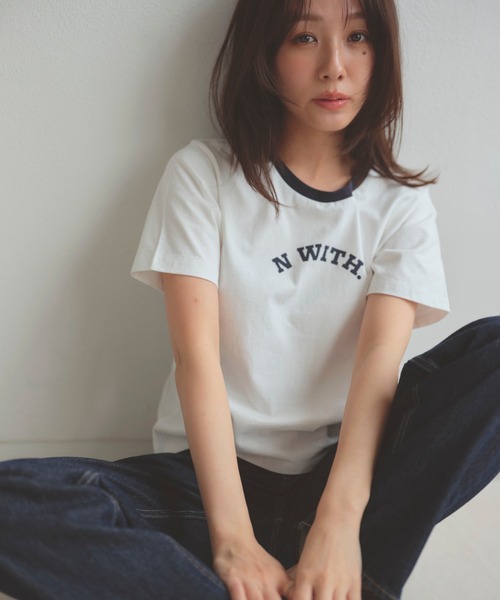 N WITH.（エヌウィズ）の「N WITH. ロゴリンガーTEE（Tシャツ/カットソー・レディース・ホワイト・FREE）」の3枚目の写真