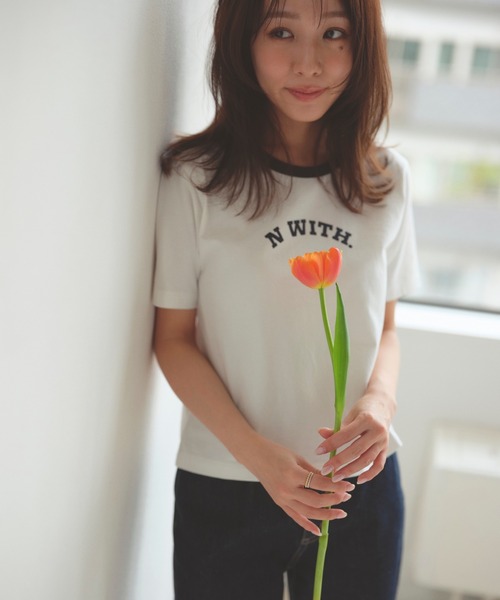N WITH.（エヌウィズ）の「N WITH. ロゴリンガーTEE（Tシャツ/カットソー・レディース・ホワイト・FREE）」の6枚目の写真