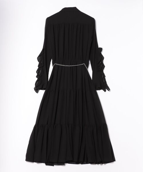 MICHAEL KORS(マイケルコース)の「ラッフル スリーブ ミディ ドレス(シャツワンピース・レディース・ブラック・XS/XXS/S)」の3枚目の写真