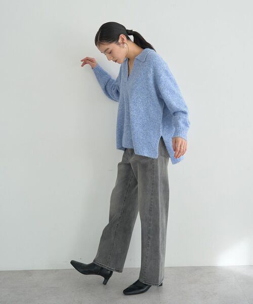 YECCA VECCA（イェッカヴェッカ）の「ルーズストレートデニムパンツ（デニムパンツ・レディース・グレー/インディゴブルー・S/M）」の10枚目の写真