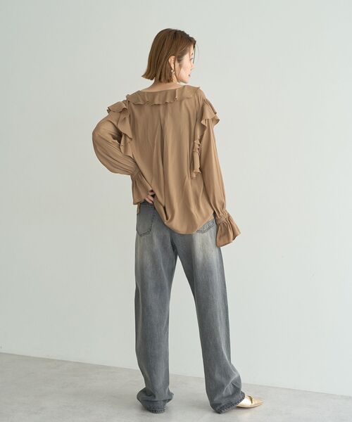 YECCA VECCA（イェッカヴェッカ）の「ルーズストレートデニムパンツ（デニムパンツ・レディース・グレー/インディゴブルー・S/M）」の12枚目の写真