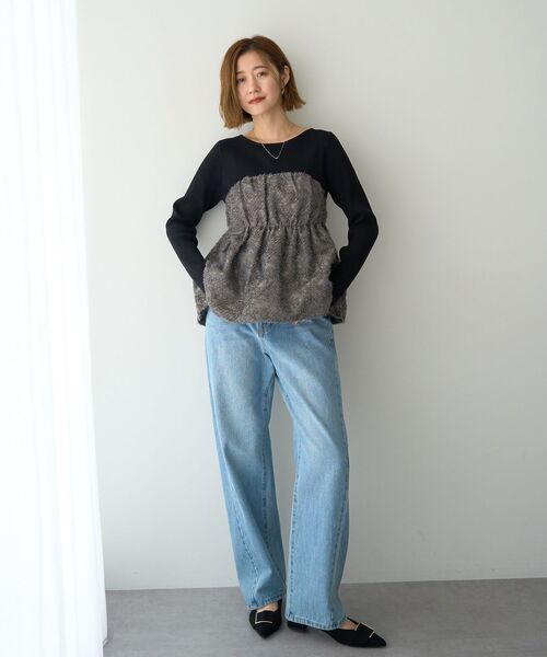 YECCA VECCA（イェッカヴェッカ）の「ルーズストレートデニムパンツ（デニムパンツ・レディース・グレー/インディゴブルー・S/M）」の22枚目の写真