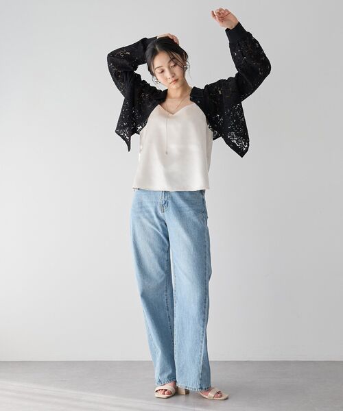 YECCA VECCA（イェッカヴェッカ）の「ルーズストレートデニムパンツ（デニムパンツ・レディース・グレー/インディゴブルー・S/M）」の16枚目の写真