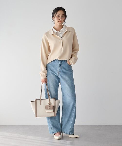 YECCA VECCA（イェッカヴェッカ）の「ルーズストレートデニムパンツ（デニムパンツ・レディース・グレー/インディゴブルー・S/M）」の14枚目の写真