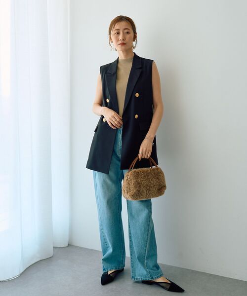 YECCA VECCA（イェッカヴェッカ）の「ルーズストレートデニムパンツ（デニムパンツ・レディース・グレー/インディゴブルー・S/M）」の4枚目の写真