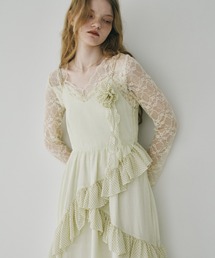 idem | dot × rose corsage cami onepiece / コサージュ付きドットフリルキャミワンピース(ワンピース)