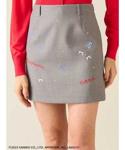 FURFUR（ファーファー）の「FRESH PUNCH 刺繍スカート（スカート・レディース・グレー/ピンク/ブラック・F）」の3枚目の写真