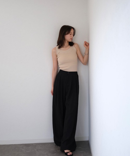 リネンワイドスラックス/linen wide slacks カジュアル ワイドパンツ