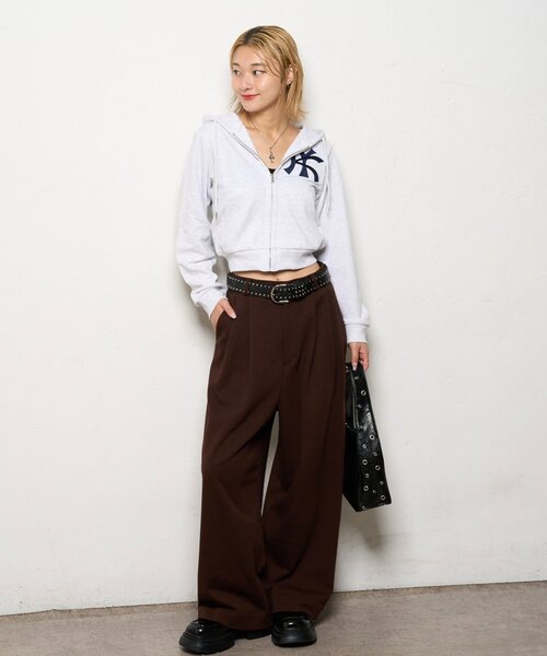 WHO'S WHO gallery（フーズフーギャラリー）の「【KOOKY'N/クーキー】KYロゴジップパーカー（パーカー・レディース・ライトグレー/ネイビー/ブラック・LARGE/MEDIUM/SMALL/X-SMALL）」の21枚目の写真