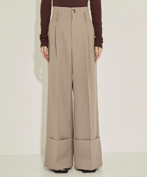 STUDIOUS（ステュディオス）の「【STUDIOUS/ステュディオス】Wide Double Hem Trousers/ワイドダブルヘムトラウザーズ/パンツ（スラックス・レディース・グレー系その他/ホワイト・0/1/2）」の17枚目の写真