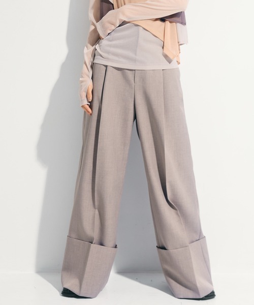 STUDIOUS（ステュディオス）の「【STUDIOUS/ステュディオス】Wide Double Hem Trousers/ワイドダブルヘムトラウザーズ/パンツ（スラックス・レディース・グレー系その他/ホワイト・0/1/2）」の5枚目の写真