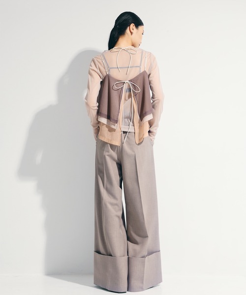 STUDIOUS（ステュディオス）の「【STUDIOUS/ステュディオス】Wide Double Hem Trousers/ワイドダブルヘムトラウザーズ/パンツ（スラックス・レディース・グレー系その他/ホワイト・0/1/2）」の4枚目の写真