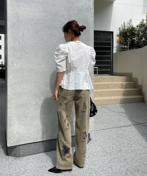 トップス Ameri VINTAGE WAVE SLEEVE PEPLUM BLOUSE WAVE SLEEVE PEPLUM BLOUSE AMERI