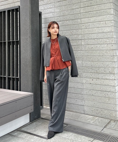 GATHERED PUFF SLEEVE PEPLUM BLOUSE（シャツ/ブラウス）｜Ameri