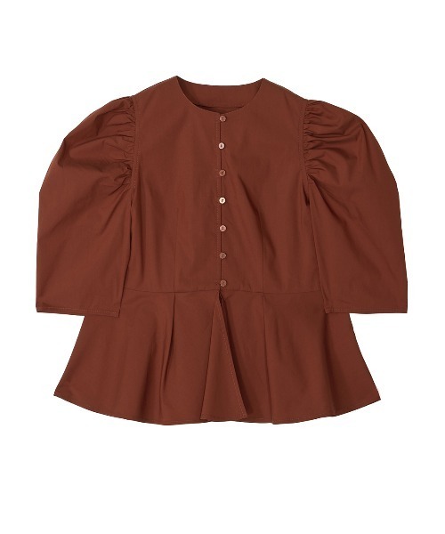 GATHERED PUFF SLEEVE PEPLUM BLOUSE（シャツ/ブラウス）｜Ameri