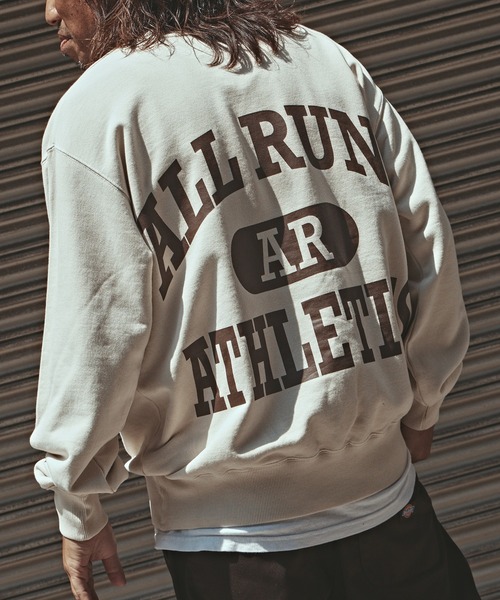 ALL RUNS（オールランズ）の「ALL RUNSオリジナル カレッジスウェット トレーナー ピグメント加工（スウェット・メンズ・ネイビー/ナチュラル/ブラック・M/L/XL）」の16枚目の写真
