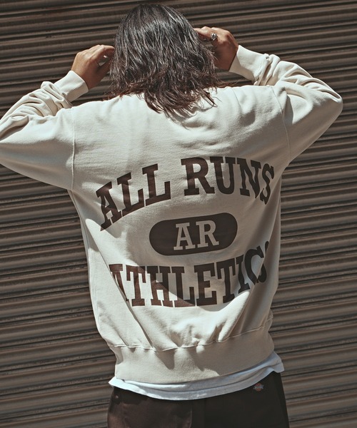 ALL RUNS（オールランズ）の「ALL RUNSオリジナル カレッジスウェット トレーナー ピグメント加工（スウェット・メンズ・ネイビー/ナチュラル/ブラック・M/L/XL）」の17枚目の写真