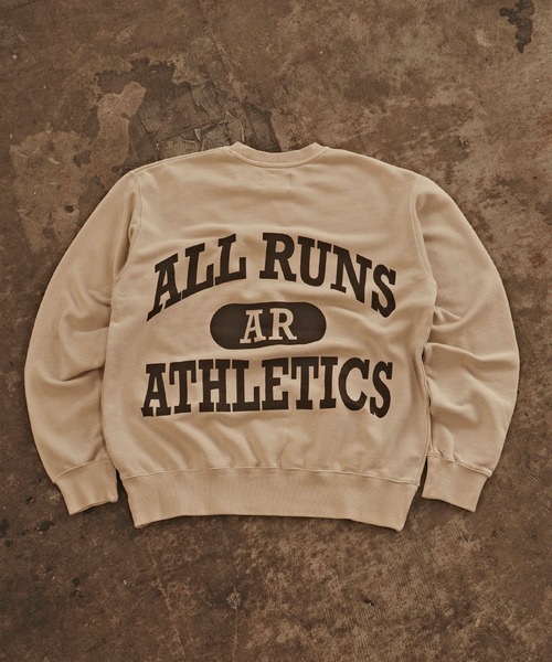 ALL RUNS（オールランズ）の「ALL RUNSオリジナル カレッジスウェット トレーナー ピグメント加工（スウェット・メンズ・ネイビー/ナチュラル/ブラック・M/L/XL）」の14枚目の写真