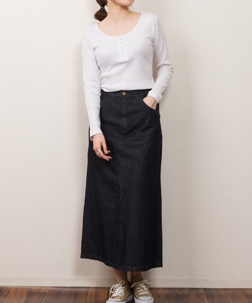 RCD(アールシーディー)の「ヘンリーネックランダムリブTシャツ(Tシャツ/カットソー・レディース・ホワイト/杢グレー/ブラック・M/L/LL/3L/4L)」の12枚目の写真