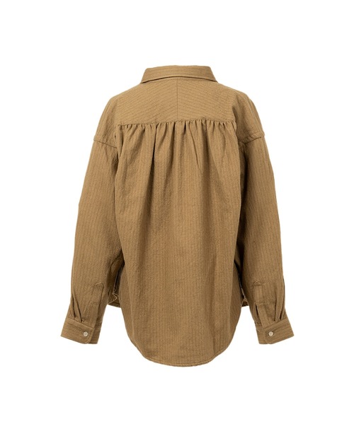 KAMIYA(カミヤ)の「Pinstripe Back Gathered Shirt(シャツ/ブラウス・メンズ・ベージュ/ブラック・M/S)」の10枚目の写真