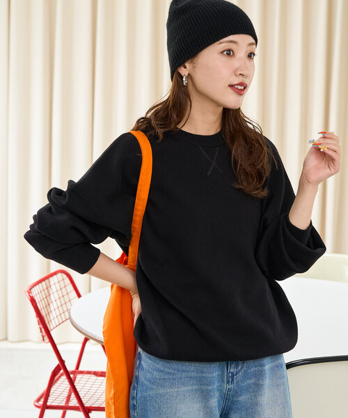 FREAK'S STORE(フリークスストア)の「限定展開 スウェット ライク プルオーバー(ニット/セーター・レディース・ナチュラル/ブラック/ダークブラウン/レッド/グリーン/ライトグレー/イエロー/ネイビー・フリ-)」の2枚目の写真