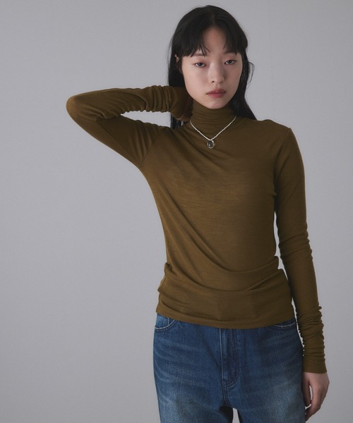 セール】ウォッシャブルウールタートルネックカットオフプルオーバー