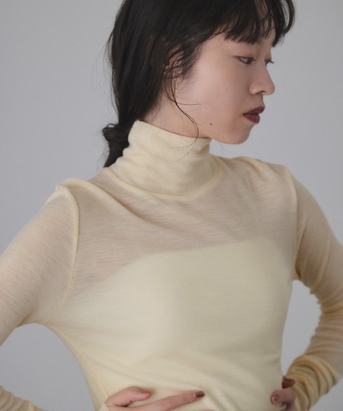 セール】ウォッシャブルウールタートルネックカットオフプルオーバー