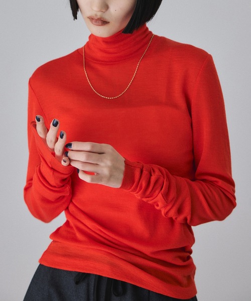 セール】ウォッシャブルウールタートルネックカットオフプルオーバー