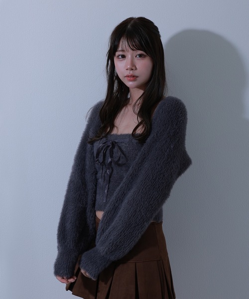 M DOLLY(エムドリー)の「ribbon soffice knit tops / リボンソッフィチェニットトップス(ニット/セーター・レディース・ベージュ/ブラック/グレー・FREE)」の8枚目の写真