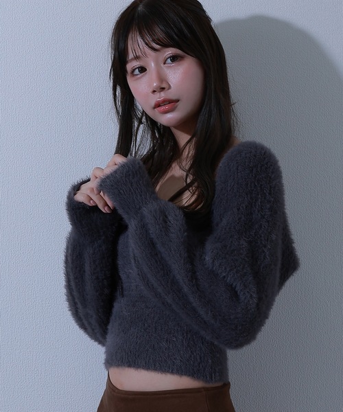 M DOLLY(エムドリー)の「ribbon soffice knit tops / リボンソッフィチェニットトップス(ニット/セーター・レディース・ベージュ/ブラック/グレー・FREE)」の10枚目の写真
