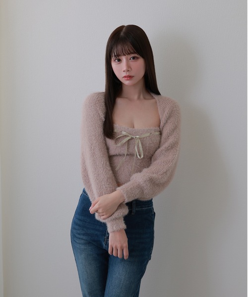 M DOLLY(エムドリー)の「ribbon soffice knit tops / リボンソッフィチェニットトップス(ニット/セーター・レディース・ベージュ/ブラック/グレー・FREE)」の15枚目の写真