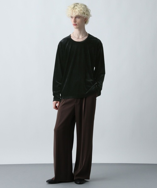 HARE（ハレ）の「ユルネックベロアカットソー(HARE)（Tシャツ/カットソー・メンズ・ブラック/レッド・SMALL/MEDIUM）」の3枚目の写真