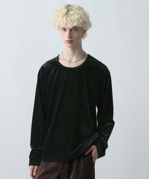 HARE（ハレ）の「ユルネックベロアカットソー(HARE)（Tシャツ/カットソー・メンズ・ブラック/レッド・SMALL/MEDIUM）」の5枚目の写真