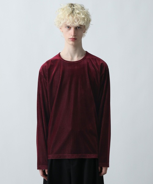 HARE（ハレ）の「ユルネックベロアカットソー(HARE)（Tシャツ/カットソー・メンズ・ブラック/レッド・SMALL/MEDIUM）」の8枚目の写真