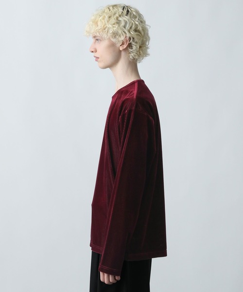 HARE（ハレ）の「ユルネックベロアカットソー(HARE)（Tシャツ/カットソー・メンズ・ブラック/レッド・SMALL/MEDIUM）」の9枚目の写真